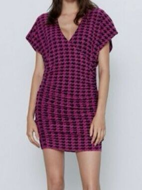 Zara Fuchsia Ruched Mini Dress